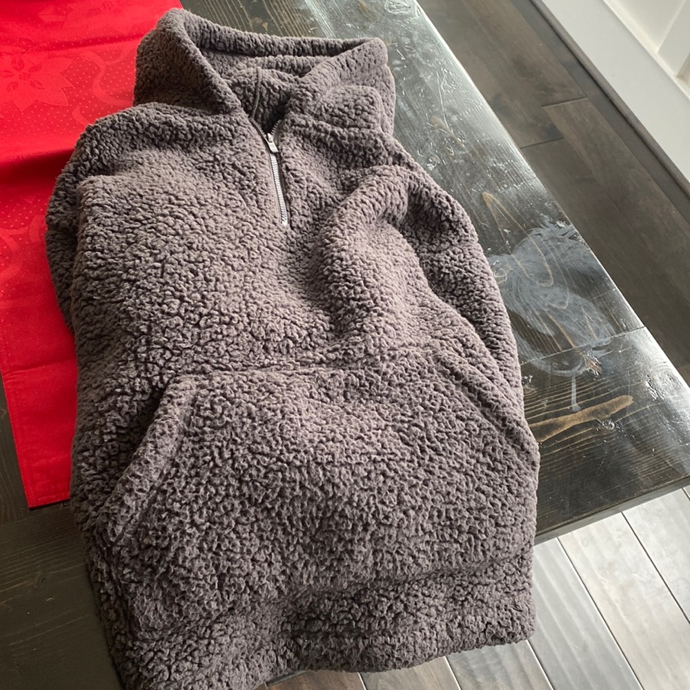 Large Sherpa Hoodie 3/4 zip